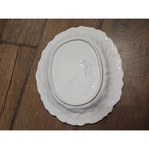 Fitz And Floyd Christmas 1993 Plate HAPPY CHRISTMAS TO ALL Santa Reindeer Scene - Picture 2 of 4